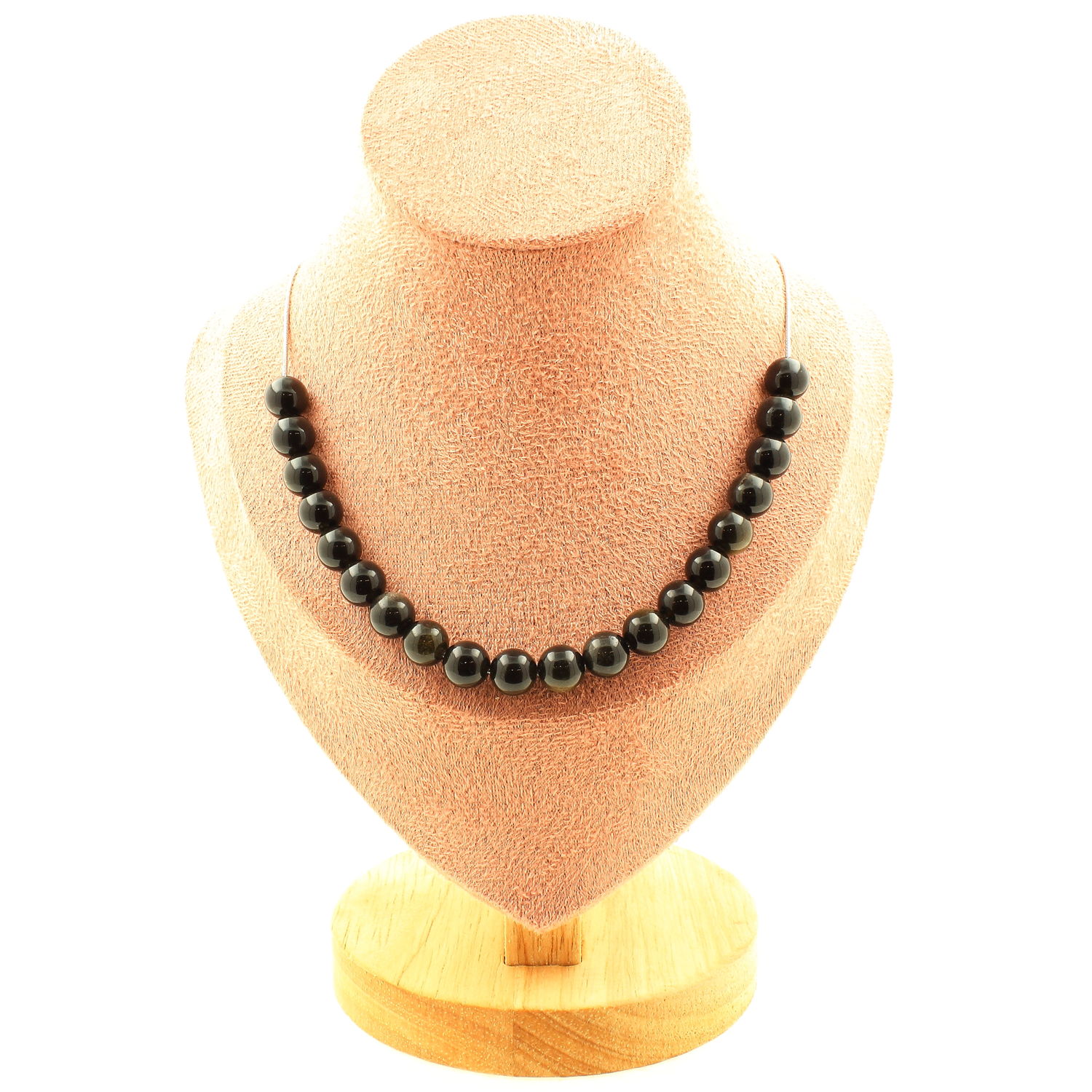 Minéraux et pierres précieuses. Collier 3 perles Obsidienne dorée 8 mm Minéraux et pierres précieuses. Collier 3 perles Obsidienne dorée 8 mm