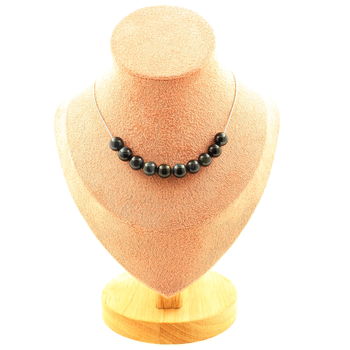 Hawk Eye 8 mm 10 beads necklace. Stainless steel chain