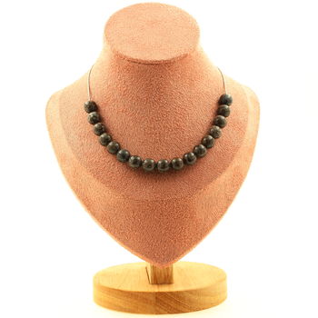 Brown Snowflake Obsidian 8 mm 15 beads necklace. Stainless steel chain