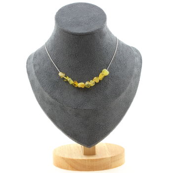 Yellow Opal from Australia 10 beads necklace. Stainless steel chain