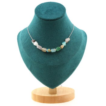 Multicolored Opal from Australia 10 beads necklace. Stainless steel chain