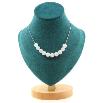 Moonstone 8 mm 10 beads necklace. Stainless steel chain