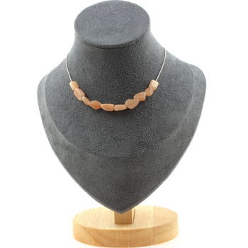 Sunstone from Tanzania 10 beads necklace. Stainless steel chain