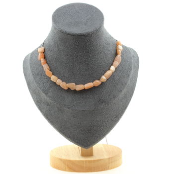 Sunstone from Tanzania 20 beads necklace. Stainless steel chain