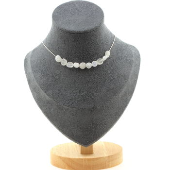 Moonstone from India 10 beads necklace. Stainless steel chain