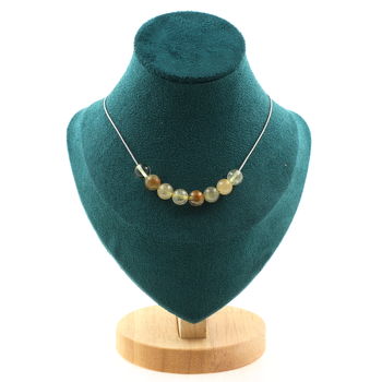 Collier 10 perles Quartz rutile 8 mm Chaine en acier inoxydable