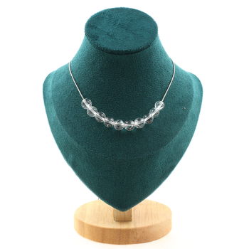 Collier 10 perles Quartz 8 mm Chaine en acier inoxydable
