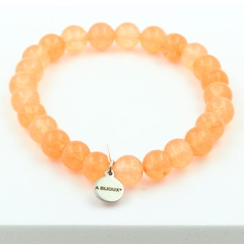 Bracelet Perles Calcédoine orange 8 mm.