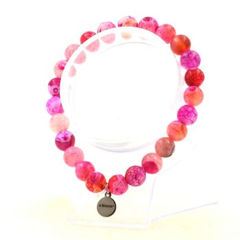 Bracelet Perles Agate craquelé rouge 8 mm.