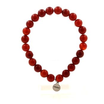 Bracelet Perles Agate rouge 8 mm.