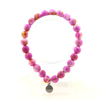 Bracelet Perles Jaspe rose jaune 8 mm.