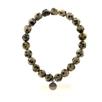 Dalmatian Jasper Bracelet 8 mm Beads.