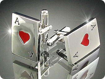Royal Red Heart Ace Cufflink