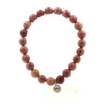Rhodonite Bracelet 8 mm Beads.