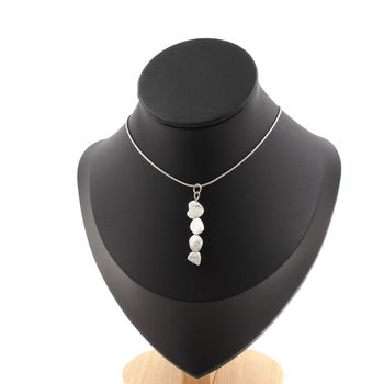 Howlite from USA 4 Beads necklace. Stainless steel chain