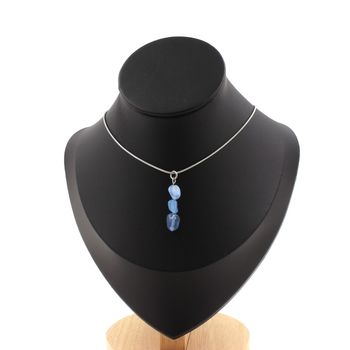 Aquamarine from Brazil 3 Beads necklace. Stainless steel chain