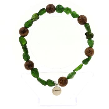 Diopside from Brazil + wood 8 mm Bracelet Beads.