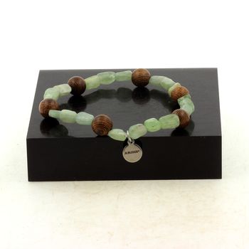 Green Kyanite from Brazil + wood 8 mm Bracelet Beads.