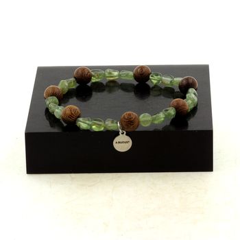 Green Apatite from Madagascar + wood 8 mm Bracelet Beads.