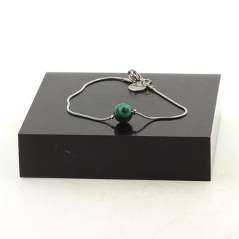 Bracelet en acier inoxydable 1 Perle Malachite 8 mm.