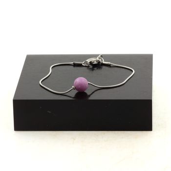 Stainless steel bracelet 1 Matte purple Mica Bead 8 mm.