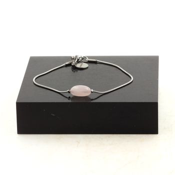 Stainless steel bracelet 1 Freeform Rose Quartz from Brazil 5mm-8mm Bead.