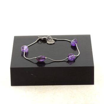 Stainless steel bracelet 4 Freeform Amethyst from Brazil 5mm-8mm Beads.