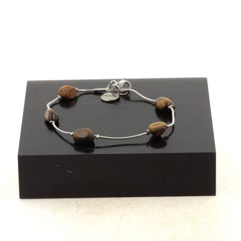 Stainless steel bracelet 5 Freeform Tiger's Eye from South Africa Beads 5mm-8mm.