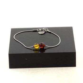 Stainless steel bracelet 2 Genuine Baltic Sea Amber Beads 5mm-6mm.