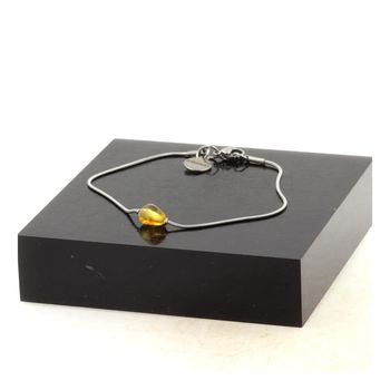 Stainless steel bracelet 1 Genuine Baltic Sea Amber Bead 5mm-6mm.