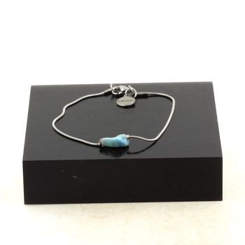 Stainless steel bracelet 1 Freeform Dominican Republic Larimar Bead 5mm-8mm.