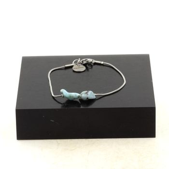Stainless steel bracelet 2 Freeform Dominican Republic Larimar Beads 5mm-8mm.