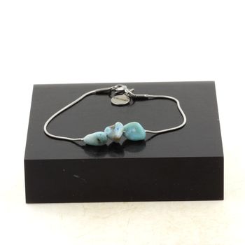 Stainless steel bracelet 3 Freeform Dominican Republic Larimar Beads 5mm-8mm.