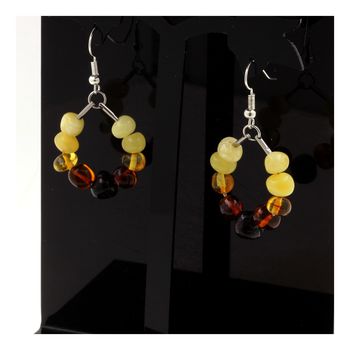 Stainless steel Earrings 9 Genuine Baltic Sea Amber 5mm-6mm Beads.