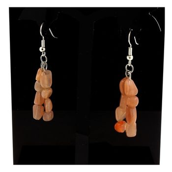 Stainless steel Earrings 4 + 4 Sunstone from Tanzania Freeform Beads 5mm-8mm.