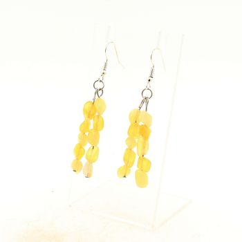 Stainless steel Earrings 10 Yellow Calcite from UK Freeform Beads 5mm-8mm.