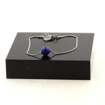Stainless steel bracelet 1 Lapis Lazuli from Pakistan Quality 5A Bead 8 mm.