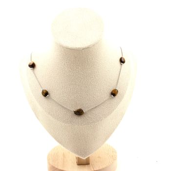 Tiger's Eye from South Africa beads necklace. Stainless steel chain