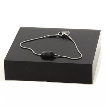 Stainless steel bracelet 1 Freeform Schorl Tourmaline from Brazil Bead 5mm-8mm.