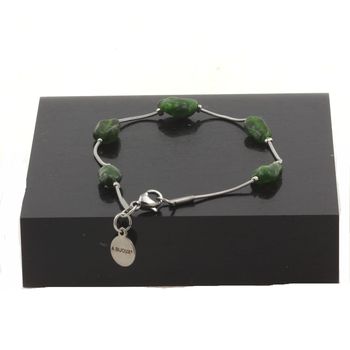 Stainless steel bracelet 5 Freeform Diopside from Brazil Beads 5mm-8mm.