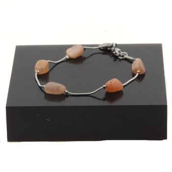 Stainless steel bracelet 5 Freeform Sunstone from Tanzania Beads 5mm-8mm.