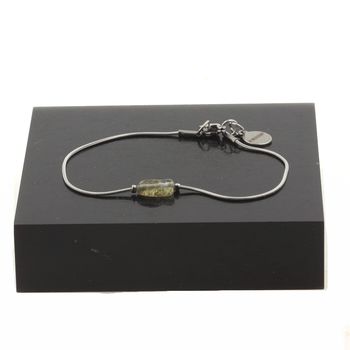 Stainless steel bracelet 1 Freeform Quartz Tourmaline Rutilated from Brazil Bead 5mm-8mm.
