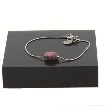 Stainless steel bracelet 1 Freeform Rubellite Tourmaline from Brazil Bead 5mm-8mm.