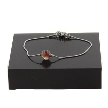 Bracelet en acier inoxydable 1 Perle Quartz Hematoide de Madagascar 8 mm.