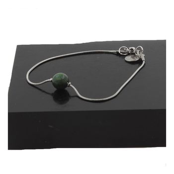 Bracelet en acier inoxydable 1 Perle Azurite Chrysocolle 8 mm.