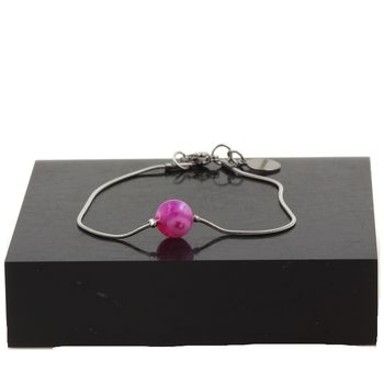 Bracelet en acier inoxydable 1 Perle Agate craquelé rouge 8 mm.