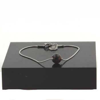 Stainless steel bracelet 1 Mahogany Obsidian Bead 8mm.