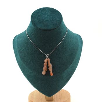 4 + 4 Sunstone from Tanzania Freeform Beads 5mm-8mm necklace. Stainless steel chain