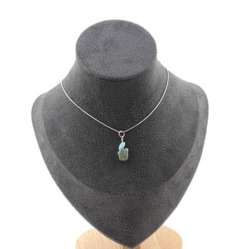 2 Freeform Dominican Republic Larimar Beads 5mm-8mm necklace. Stainless steel chain