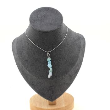 5 Freeform Dominican Republic Larimar Beads 5mm-8mm necklace. Stainless steel chain